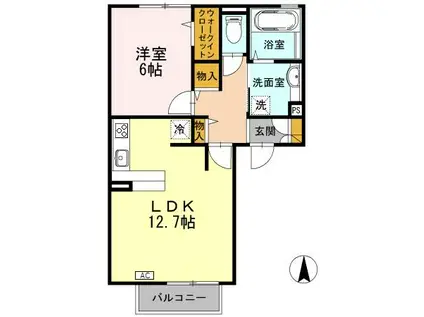 富山地鉄不二越上滝 上堀駅 徒歩31分 2階建 築13年(1LDK/1階)の間取り写真
