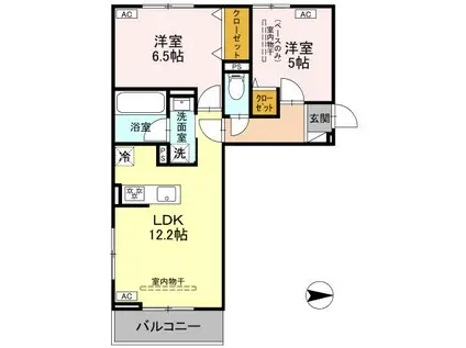 富山地鉄富山港線 奥田中学校前駅 徒歩7分 3階建 新築(2LDK/2階)の間取り写真