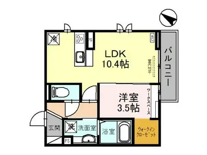 シェーンハイト(1LDK/3階)の間取り写真