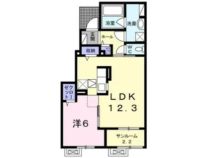 シュエット(1LDK/1階)の間取り写真