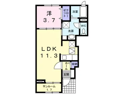 シャトレ(1LDK/1階)の間取り写真