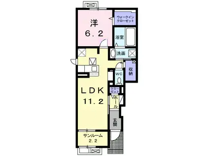 富山地鉄不二越上滝 不二越駅 徒歩32分 2階建 築6年(1LDK/1階)の間取り写真