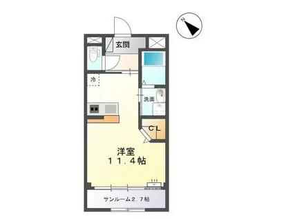 高山本線 婦中鵜坂駅 徒歩20分 2階建 築8年(ワンルーム/1階)の間取り写真