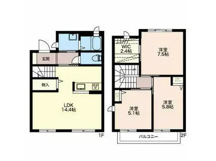 ヴィラ・グランツ(3LDK/1階)の間取り写真