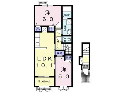 ウェーブビュー(2LDK/2階)の間取り写真