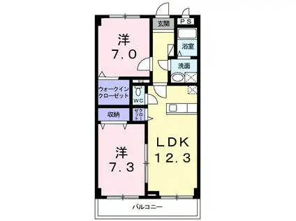 アルカンシエル(2LDK/3階)の間取り写真