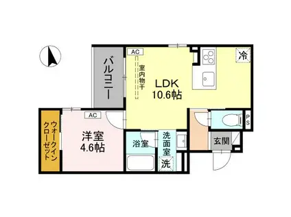 富山地鉄富山都心線 大手モール駅 徒歩8分 3階建 新築(1LDK/2階)の間取り写真