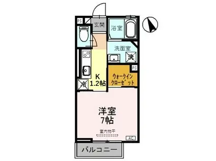 AMANTE A棟(1K/1階)の間取り写真