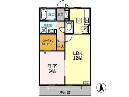 富山地鉄富山市内線 西町駅 徒歩11分 2階建 築23年(1LDK/1階)の間取り写真