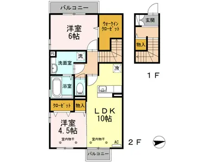 あいの風とやま鉄道 小杉駅(あいの風) 徒歩9分 2階建 築11年(2LDK/2階)の間取り写真