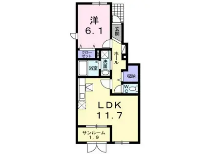 アルト・ピアーノⅠ(1LDK/1階)の間取り写真