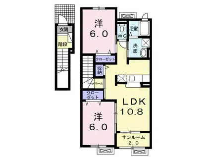 カレントⅡ(2LDK/2階)の間取り写真