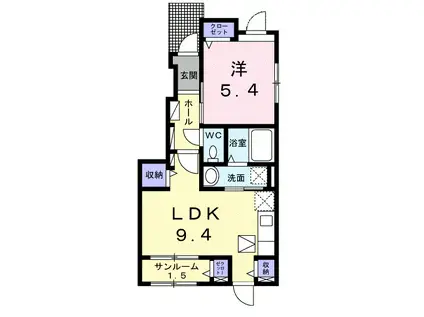 アネックス・剱岳(1LDK/1階)の間取り写真