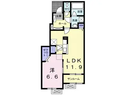 ヴィラージュS Ⅲ(1LDK/1階)の間取り写真