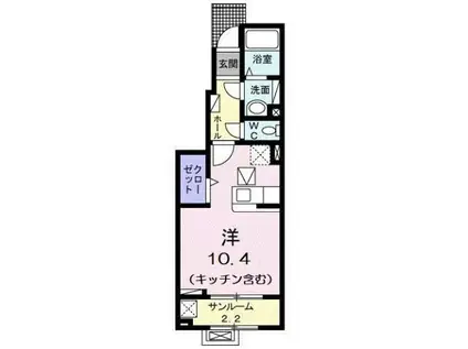 アミスターK Ⅱ(1K/1階)の間取り写真