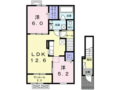 メゾン クロシェット(2LDK/2階)の間取り写真