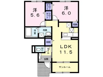 アグロス(2LDK/1階)の間取り写真