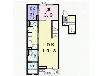 トーク鷹の羽Ⅲ(1LDK/4階)の間取り写真