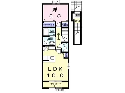 ルネサンス住友(1LDK/2階)の間取り写真