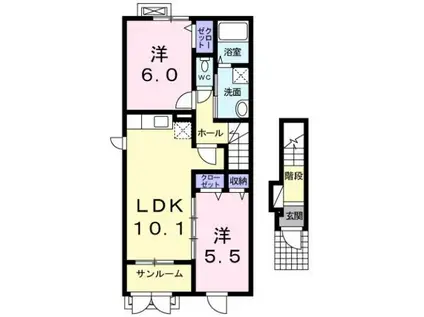 ラフレシール A(2LDK/2階)の間取り写真