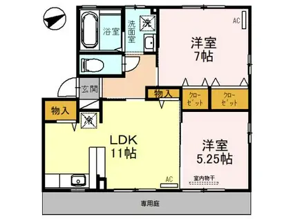 グランドスワード(2LDK/1階)の間取り写真