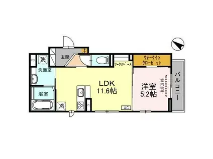シェーンハイト(1LDK/2階)の間取り写真