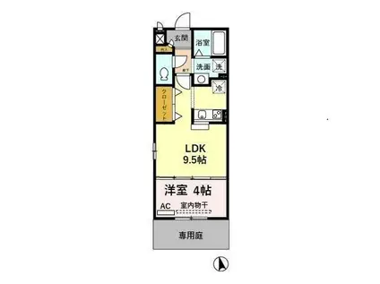 城端線 油田駅 徒歩16分 2階建 築20年(1LDK/1階)の間取り写真