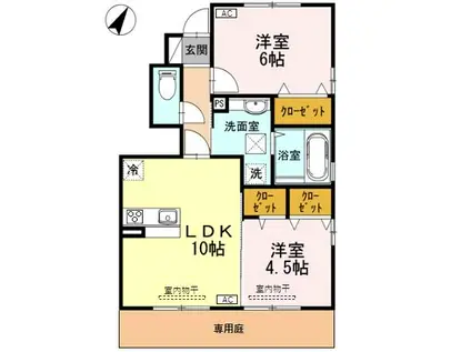 D-ROOM小矢部D棟(2LDK/1階)の間取り写真