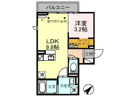 ロジ環水公園(1LDK/3階)の間取り写真
