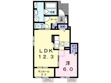 メゾン・ハピネスC(1LDK/1階)の間取り写真