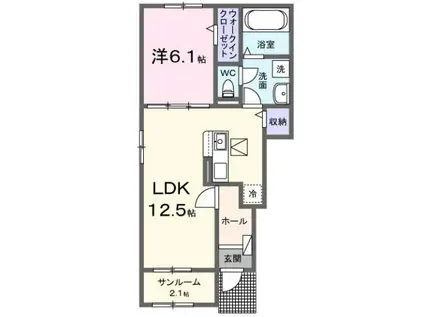 プラウド四屋 Ⅱ(1LDK/1階)の間取り写真