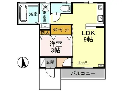 北陸新幹線 新高岡駅 徒歩15分 2階建 築18年(1LDK/1階)の間取り写真