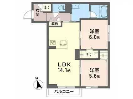 シャーメゾンMⅡ(2LDK/1階)の間取り写真