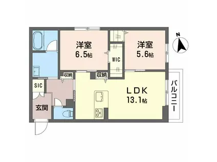 シャーメゾンMⅡ(2LDK/2階)の間取り写真