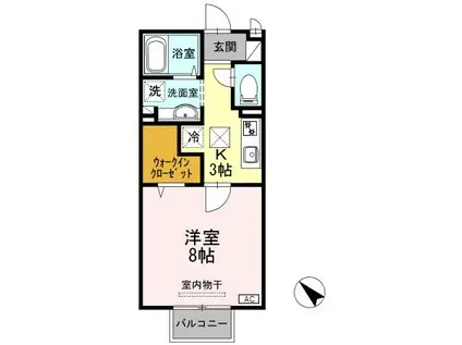 富山地鉄富山港線 インテック本社前駅 徒歩16分 2階建 築21年(1K/1階)の間取り写真