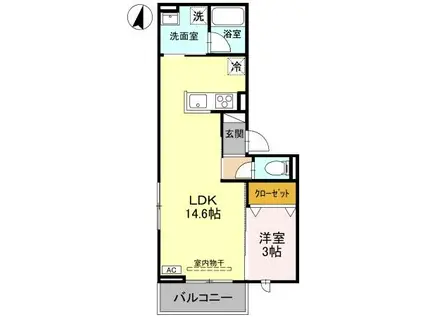 富山地鉄富山市内線 広貫堂前駅 徒歩4分 3階建 新築(1LDK/3階)の間取り写真