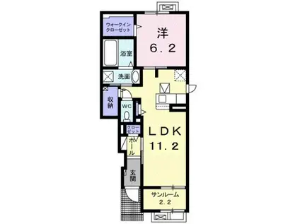 シャンティⅢ(1LDK/1階)の間取り写真