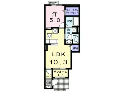 ミラノⅥ A(1LDK/1階)の間取り写真