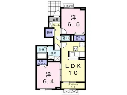 ラーレ W(2LDK/1階)の間取り写真