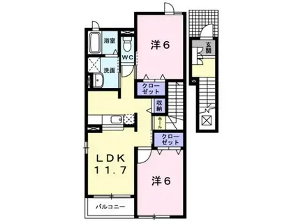 メロディB(2LDK/2階)の間取り写真