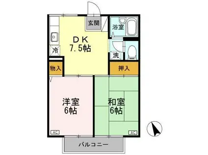 ホワイトハイツ(2DK/2階)の間取り写真