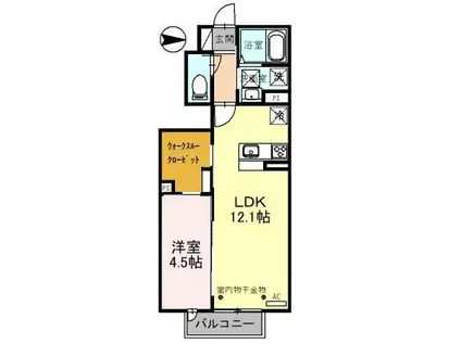 グリーン・ライト(1LDK/1階)の間取り写真