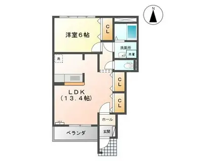 富山地鉄不二越上滝 大泉駅(富山) 徒歩7分 2階建 築15年(1LDK/1階)の間取り写真