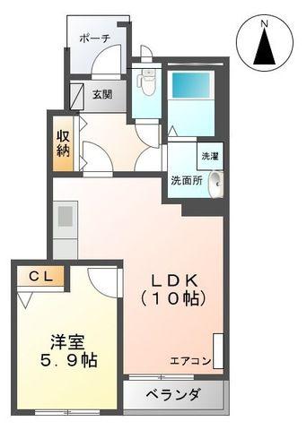 富山地鉄富山港線 越中中島駅 徒歩4分 2階建 築16年(1LDK/1階)の間取り写真
