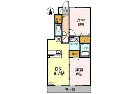 あいの風とやま鉄道 小杉駅(あいの風) 徒歩11分 2階建 築21年(2DK/1階)の間取り写真