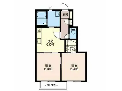 ディアスカーム(2DK/1階)の間取り写真