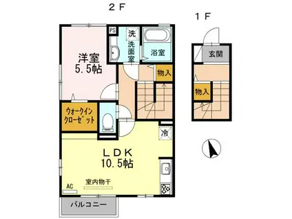 ラ ヴェリータ(1LDK/2階)の間取り写真