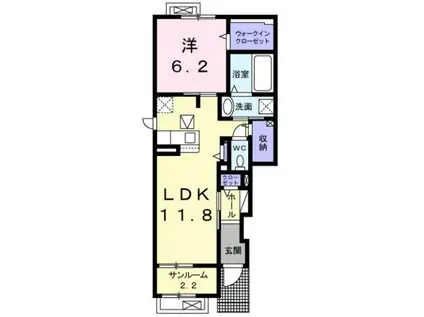 サンアヴェニューⅡ(1LDK/1階)の間取り写真