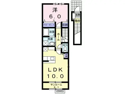 高山本線 速星駅 徒歩22分 2階建 築17年(1LDK/2階)の間取り写真