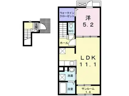 REVIVE89 ウエスト(1LDK/2階)の間取り写真